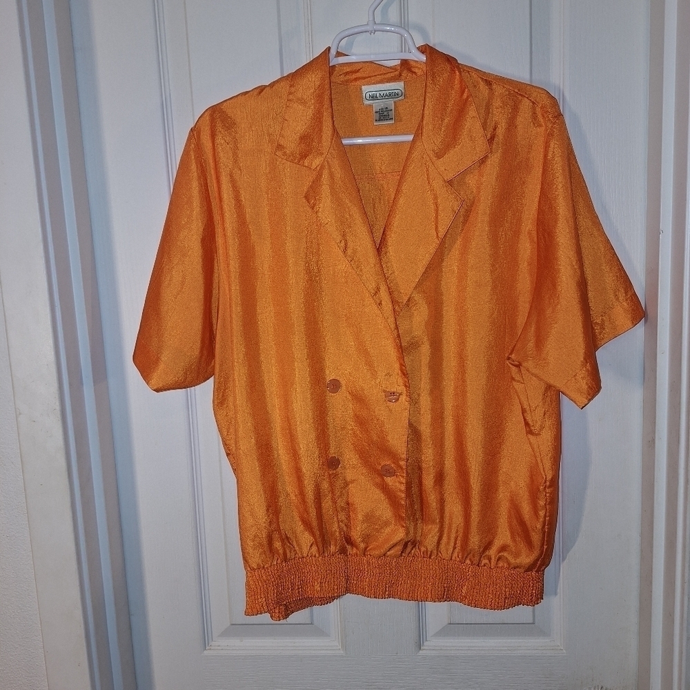 Neil Martin Orange Blouse Size 16 Vintage